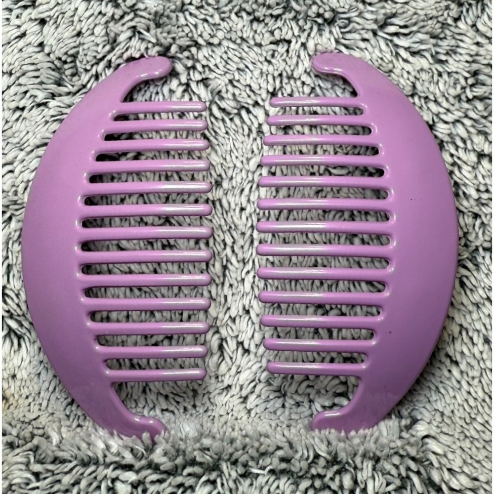 Vintage 80s Goody Tzer Hair Comb Purple Crescent Moon Retro Accessory USA Made - Picture 2 of 4